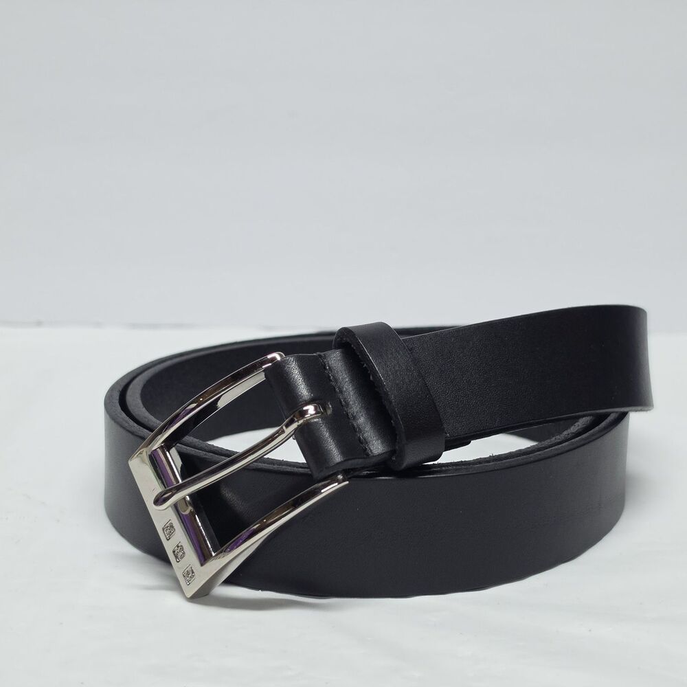 POLO Ralph Lauren Men’s Black Leather Belt Silver Tone Buckle Size 40